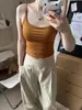 Cabiide de Roupas Atualizado com Estilo Simples Cor Sólida Regata Bojo de Látex Estilo Coreano Base Interna Roupa Externa Top para Mulheres
