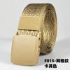 Cinto tático F015 com padrão de malha de nylon para atividades ao ar livre, moda masculina, sem metal, cinto de lona jacquard em estoque