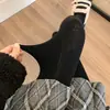 Medias Finas Grises Ceniza Primavera y Otoño Serie Miu Ligeramente Transparentes Rayas Verticales Leggings Gris Oscuro Medias Gruesas para Mujer