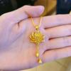 Collar de Loto Antiguo de Oro Arena Vietnamita Loto Herencia de Dos Celebridades Mundiales Colgante de Borla de Loto Cadena de Suéter para Mujer