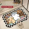 Tapete de Chão de Lama de Diatomáceas Fofo de Ursinho de Desenho Animado para Casa Quarto Banheiro Absorvente de Água Antiderrapante Resistente à Sujeira Resistente ao Desgaste Fácil de Limpar