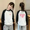 Ropa interior térmica para niñas con forro polar para otoño e invierno, ropa interior casual, cuello redondo, mangas largas en bloques de color, tejido cepillado, para niños de talla mediana y grande, top cálido