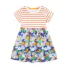 Ventas Directas de Fábrica Vestidos para Niñas Estilo Europeo y Americano Estampado Arcoíris Vestido de Princesa para Niñas 26 Nuevo Vestido de Verano a Rayas para Niños
