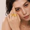 Anillo Ancho Esmaltado Oumika Estilo Frío Simple Anillo Abierto Acero Inoxidable PVD Chapado Oro Verdadero 18K Anillo para Dedo