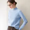 26 Outono Inverno Básico Versátil Gola Alta Meia Suéter de Caxemira Camada Interna Feminina Malha Grossa Malha Solta Cor Lisa Camada Base Para o Trabalho