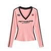 Camiseta Longa Estampada Colorida Contrastante Gola V Estilo Retrô Americano Spice Girls Feminina Verão Esportiva Slim-fit Shorts Modeladores Hot Pants conjunto