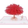 Suministro de Fábrica Creativo Estéreo Papel Tallado Rojo Romántico Flor de Cerezo Tarjeta de Felicitación Estéreo 3D Árbol de Flor de Cerezo Tarjeta de Bendición para las Fiestas