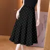Falda Midi con Estampado Floral para Mujer, Nuevo Estilo Primavera y Verano, Falda de Corte A, Cintura Alta, Adelgazante, Elegante, Holgada, Falda con Dobladillo Ancho