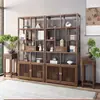 Estante de Exhibición de Madera Maciza Hecho de Madera de Olmo del Sur, Gabinete Multifuncional de Nuevo Estilo Chino para Sala de Estar, Estante de Almacenamiento para Té y Libros, Gabinete de Exhibición Divisor para Niños