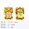 Novo Estilo Chinês Dourado Areia Paz e Auspiciosidade Caractere Fu Prato Nó Chinês Pingente Charme pulseira de miçangas diy Acessórios de Joias