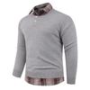 2025 Nuevo Estilo Otoño e Invierno Amazon Suéter Falso de Dos Piezas con Cuello de Camisa para Hombre, Tejido Suelto, Manga Larga de Moda