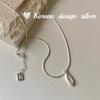 Joyería Ins Coreana de Plata Esterlina S925 Piedra Ojo de Gato Esmerilada con Forma de Gota Collar Colgante de Diseño de Nicho para Mujeres