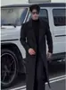 Elegante Casaco Trench Coat Estilo Francês para Homens, Dupla Face, Outono e Inverno, Estilo Maduro, Moda Coreana, Tendência Ins, Casaco de Lã Masculino com Ombros Caídos