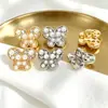 Botão de metal de alta qualidade em formato de trevo, formato de borboleta, fivela de camisa 11MM, fivela de pérola e diamante, tendência de moda, luxo leve