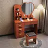Tocador minimalista moderno para dormitorio, tocador pequeño con espejo para apartamentos de alquiler, escritorio de maquillaje de princesa