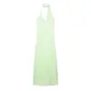 Ropa de Mujer 2026 Verano Nuevo Estilo Europeo y Americano Vestido Largo de Tirantes Finos Decorado con Pañuelo de Gasa 7768109