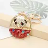 Cesta de Oso Punto Diamante Llavero de Coche Colgante de Metal de Panda Accesorios para Bolsos de Mujer Regalo Pequeño de Gama Alta Venta al por Mayor