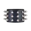 Pulseira exagerada disco punk de rua rebite personalizado pulseira de couro pu de três fileiras pulseira de barra joias femininas para boate