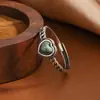 Anel Prata Charme Prata Esterlina S925 com Ágata Vermelha Natural do Sul em Formato de Coração, Toque de Luxo Leve e Alto Padrão, Anel Ajustável de Cristal Dragão Púrpura