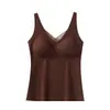 Colete Térmico Feminino Plus Size com Bojo no Peito para Meninas Gordinhas, Efeito Emagrecedor e Efeito Emagrecedor Outono e Inverno Veludo Espessado Costura Única Camada Base
