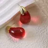 Brincos de Aço Inoxidável Estilo Coreano Simples e Frescos Nicho Versátil Colorido Resina Gota d'Água Titânio Brincos para Mulheres Cristal Transparente