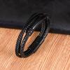Pulsera de Cuerda de Cuero Moderna, Pulsera Simple de Estilo Coreano para Hombre Personalizada, Pulsera Trenzada Multicapa de Aleación de Zinc con Hebilla Magnética
