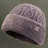 Gorro de Lana Cálido de Invierno con Felpa para Madres de Mediana Edad y Mayores, Gorro de Punto para Señoras Mayores con Protección Auditiva para el Frío al Aire Libre