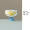 Taza Maestro Cerámica Pintada a Mano con Pie Alto con Diseños de Osmanthus y Koi, Taza de Té Personal con Borde de Flores, Taza Individual para Juego de Té Kung Fu