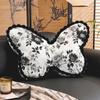 Almohada Mariposa Río Sena Retro Francés Chenilla Floral Cojín de Respaldo para Sofá de Sala de Estar Almohada de Cabecera de Dormitorio