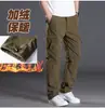 Calça Softshell Masculina Forrada com Lã à Prova de Vento e Água para Uso Externo, Perna Reta, Casual de Inverno, Multi-bolsos, Calça de Trabalho