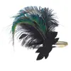 Diadema de plumas de los años 20 con banda de goma elástica, estilo retro, para fiestas de Gatsby, disfraces y accesorios para el cabello.