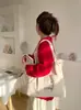 Bolsa Tote de Lona com Bordado Original de Desenho Animado Versátil Grande Capacidade Estudante Aula Deslocamento Bolsa de Ombro Único
