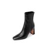 Botas finas de tacón alto de 8 cm de grosor con temperamento de abrigo 2024, botas cortas elásticas de cabeza cuadrada pequeña para otoño e invierno, talla grande 41 para mujer