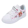 Nuevas zapatillas para niñas 2025 primavera y otoño nuevo dibujos animados princesa parte superior de cuero Velcro casual zapatos deportivos niños zapatos blancos