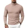 Suéter de punto trenzado de cuello alto para hombre de otoño e invierno, ajuste ceñido, tejido elástico, capa base, varios colores, jersey de moda, ropa para hombre joven