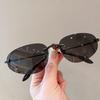 Gafas de Sol Estilo Americano Personalidad Y2K Forma Cóncava Montura Oversize para Mujer Mismo Estilo Celebridad en Línea Gafas Sin Montura de Alta Gama Fotografía Callejera Tendencia