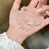 Pulsera de Plata de Ley S925 Ojo de Gato Cepillado Cristal Rosa Natural Diamante Completo Perla Shijia para Mujer Joyería de Mano Elegante de Lujo Accesible