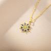 Collar Sencillo de Amor Europeo y Americano con Cabeza de Leopardo Doble, con Goteo de Aceite y Diamante, Colgante de Ojos de Sol, Joyería de Cadena para Suéter Personalizada y a la Moda