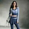 Nuevo Conjunto de Yoga de Dos Piezas Falsas con Mangas Largas y Pantalones Cortos de Cintura Alta Anti-Exposición Conjunto de Ropa Deportiva Transpirable Adelgazante para Mujer