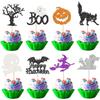 Decoração de Bolo de Halloween Transfronteiriça Novo Cartão Festa Fantasma Engraçada Suprimentos para Festa Morcego Abóbora Plug-in para Bolo