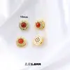 Acessórios de ouro real banhados a cobre incrustados com ágata vermelha do sul natural face de anel de caixa mágica pulseira de contas nuvem traseira acessórios de joias de múltiplos furos DIY