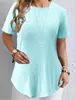 2025 Camiseta de Moda con Botones en la Espalda, Estampada Elegante de Color Sólido, Primavera y Verano, Comercio Exterior Transfronterizo Amazon Wish Europeo y Americano