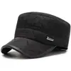 Gorro de invierno para hombre, forrado de forro polar para abrigar, protector de orejas, gorro de algodón, gorro de piel, adecuado para hombres de mediana edad y ancianos, gorro plano engrosado para clima frío