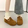 Zapatos de mujer tipo Birkenstock, de suela gruesa, que aumentan la altura, forrados de felpa, peludos, colección de invierno 2026, sin cordones, cálidos, forrados de algodón y botas de nieve