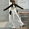 Nueva Colección Otoño 2026: Jeans Blancos Lavados de Pierna Ancha para Mujeres Embarazadas, Corte Holgado, Pantalones Casuales Rectos con Caída