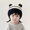 Chapéus de Lã Cartoon Fofos de Bola Dupla para Outono e Inverno para Homens e Mulheres, Chapéus com Proteção de Orelha para Bebês, Chapéus de Tricô para Crianças, Chapéus de Bebê