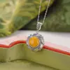 Prata Yilu Jade Hetian Prata Esterlina S925 Jade Água Clara Âmbar Lótus Vajra Pilão Pingente Rotativo Redondo Personalizado Atacado