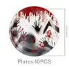Nova Festa Temática de Halloween da Amazon com Tema de Mão Sangrenta Utensílios de Mesa Toalha de Mesa Descartável Prato de Papel Guardanapo de Papel Bandeirola de Puxar Copo de Papel