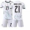 Traje Blanco de Secado Rápido No 25-26. 7 Ronaldo 10B Jersey de Asiento 8B Fe Portugal Visitante No. 21 Uniforme de Fútbol Rota