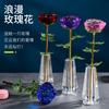 Adornos de Flor de Rosa Floreciente de Cristal con Hoja de Brida para Novia Esposa Artesanía Romántica de Cristal Regalo de San Valentín